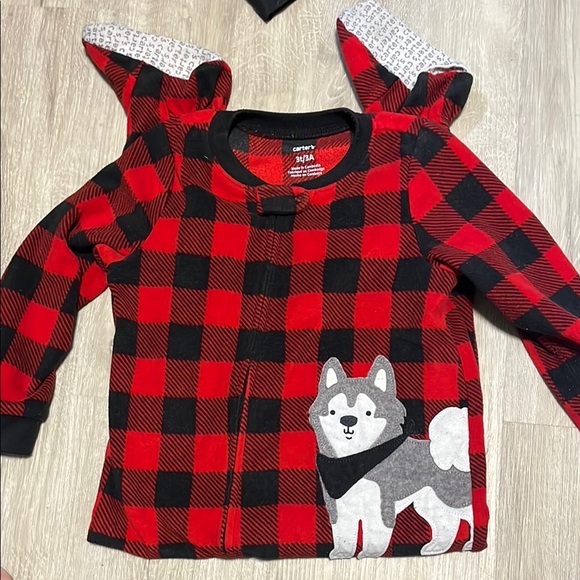 4/$20 Carter's Red Plaid Kids Shirt with Husky Design - Picture 1 of 1